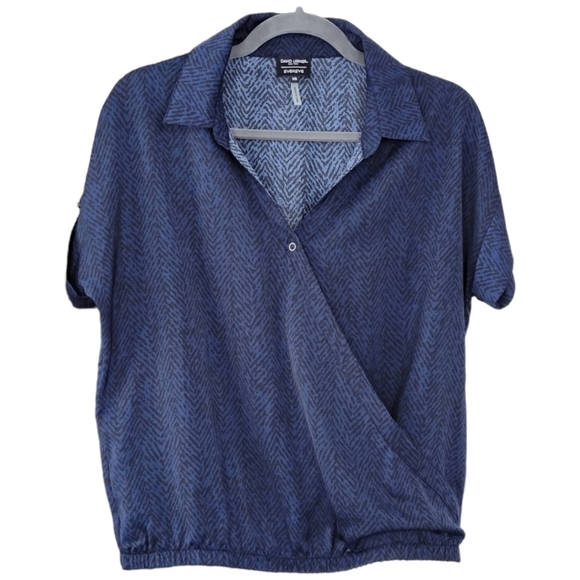 David Lerner New York Evereve Short Sleeve Wrap Surplice Blouse Top Blue Size XS - Picture 8 of 10